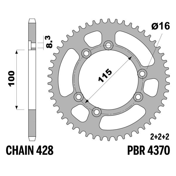 Corona PBR Z56 denti passo 428 in Ergal Beta ST50/ALP 1998-1999