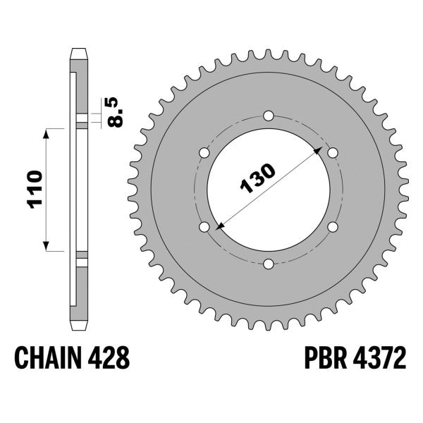 Corona PBR Z46 denti passo 428 in Acciaio Yamaha TZR125R (4HX-W/JG) 1994-1996