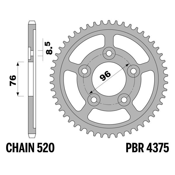 Corona PBR Z43 denti passo 520 in Acciaio Cagiva Planet 125 1999