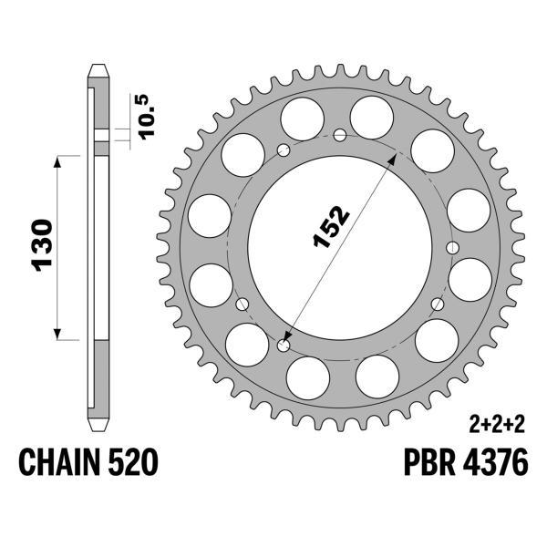 Corona PBR Z45 denti passo 520 in Acciaio Cagiva Canyon 500 1998-2001