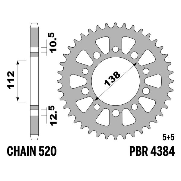 Corona PBR Z40 denti passo 520 in Acciaio Honda X-adv 750 2017-2024