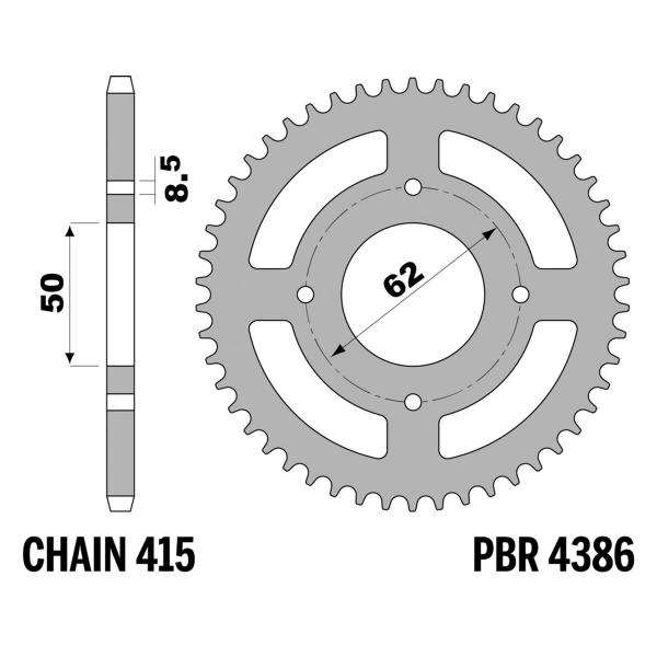Corona PBR Z57 denti passo 415 in Ferro LEM Cayman 50 1998-2000