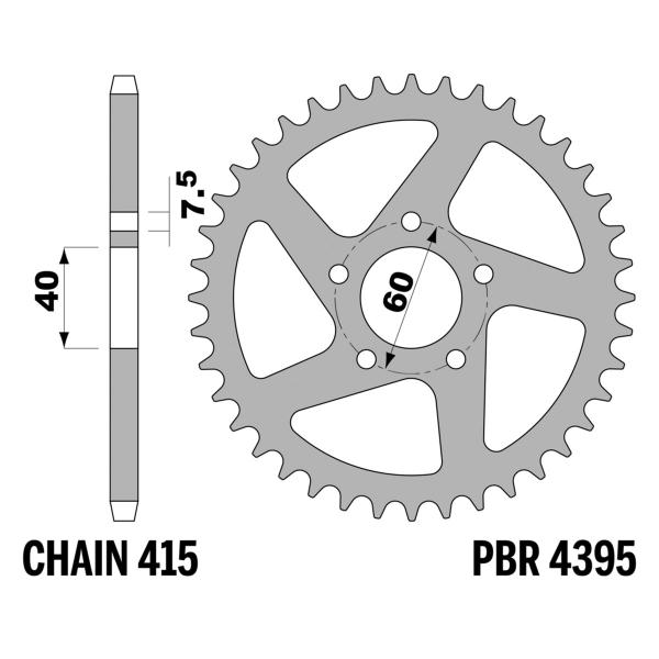 PBR Ergal rear sprocket Z48 teeth 415 size KTM SX50 2009-2013