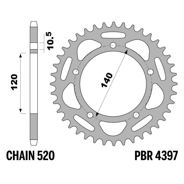 PBR Hard Ergal rear sprocket Z51 teeth 520 size Suzuki GSXR600 2001-2005
