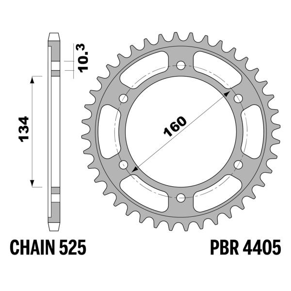 Corona PBR Z45 denti passo 525 in Acciaio Honda CBR600RR 2007-2021