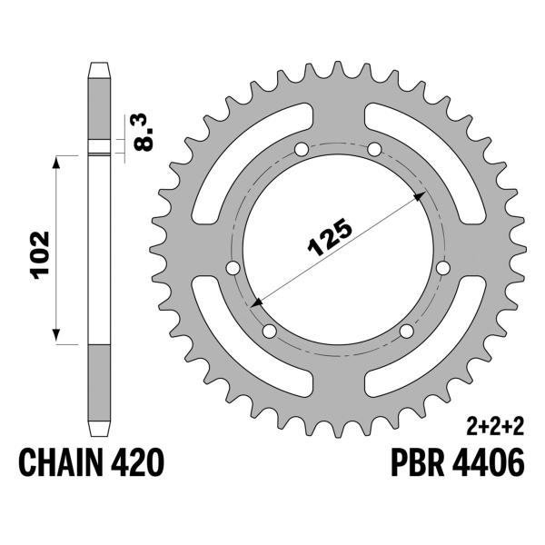 Corona PBR Z53 denti passo 420 in Ferro Bultaco Lobito 50