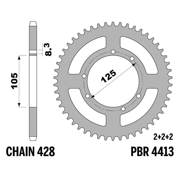 Corona PBR Z48 denti passo 428 in Ferro Derbi Mulhacen 125 2008