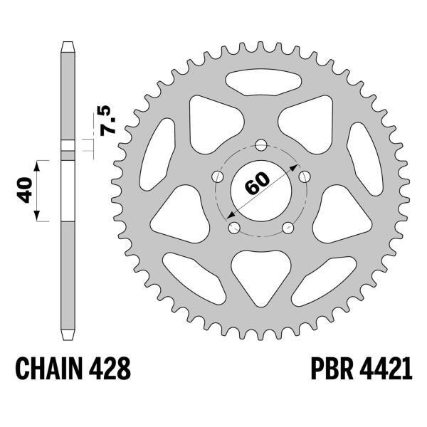 PBR Ergal rear sprocket Z47 teeth 428 size Beta EVO Senior 80 2018-2020
