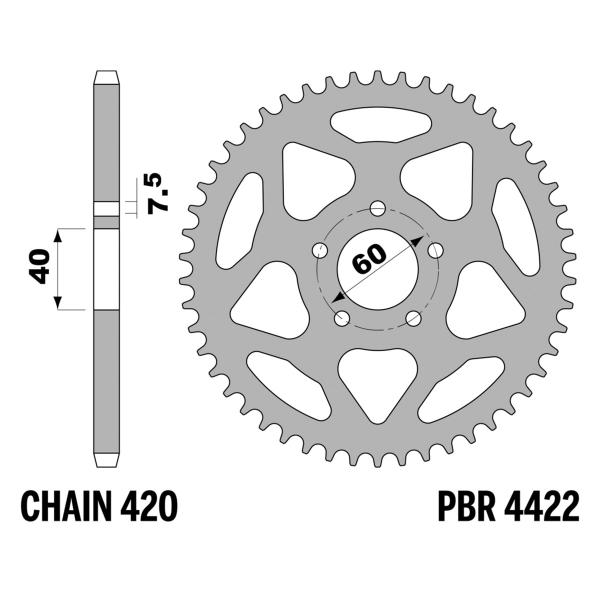 PBR Ergal rear sprocket Z46 teeth 420 size LEM RX65 2005-2006