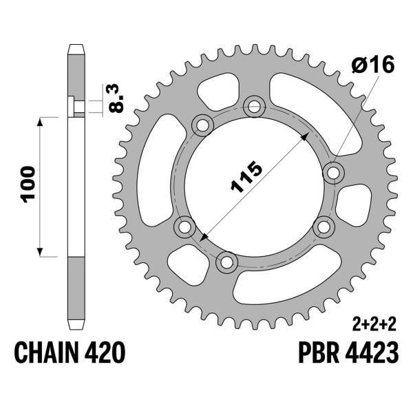 PBR Ergal rear sprocket Z50 teeth 420 size Beta RR50 Enduro 2002-2004