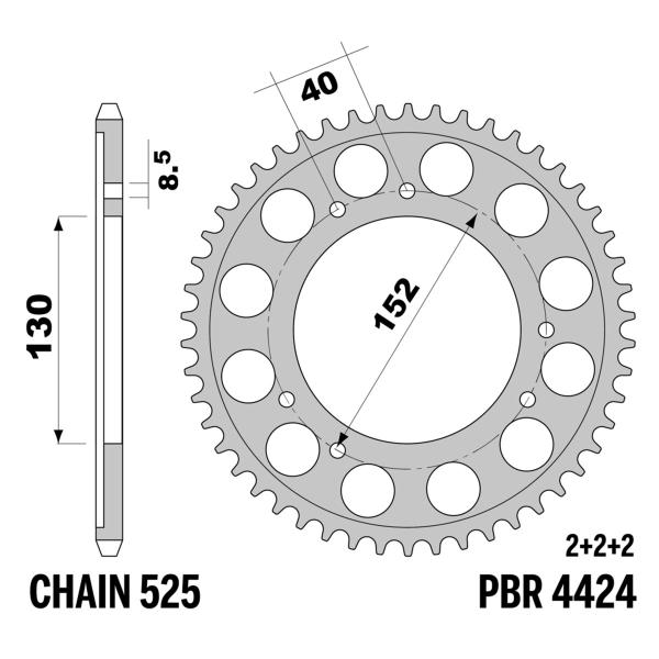 Corona PBR Z41 denti passo 525 in Acciaio Cagiva Navigator 1000 2001-2005