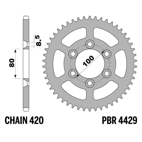 Corona PBR Z52 denti passo 420 in Ferro Rieju RR50/Spike SM 2005