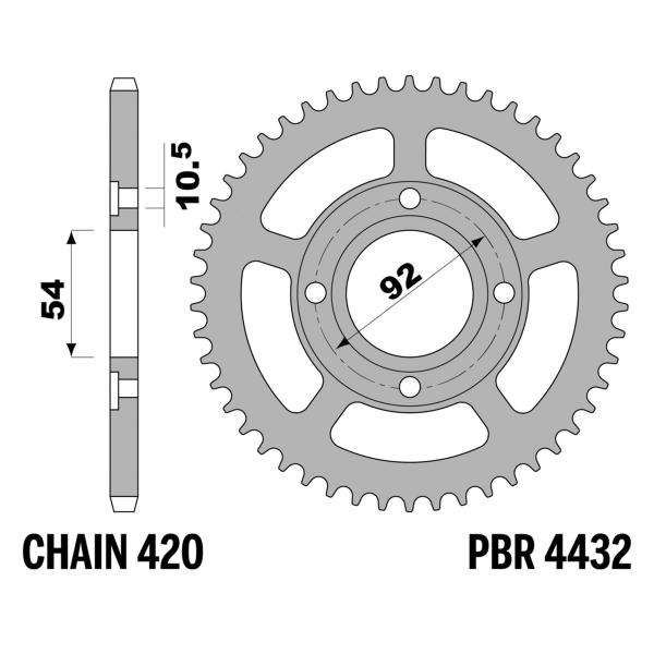 Corona PBR Z47 denti passo 420 in Ferro MBK X50 Power TZR 2005-2008
