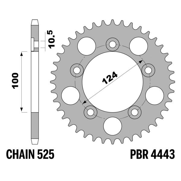 Corona PBR Z39 denti passo 525 in Acciaio Ducati 749 Dark 2005-2006