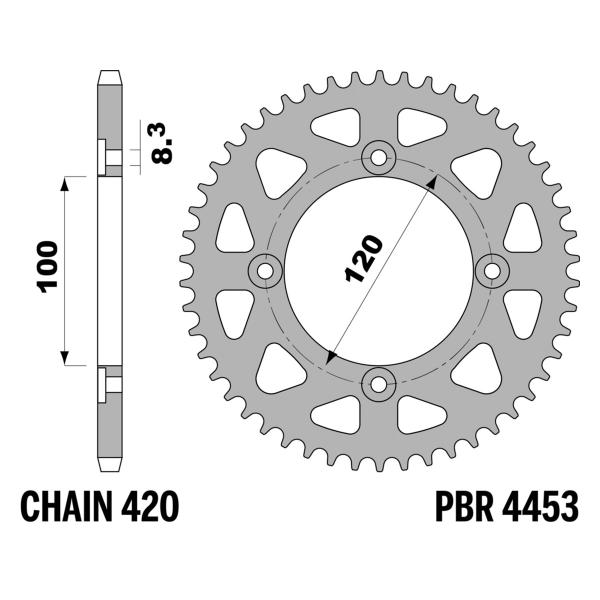 PBR Ergal rear sprocket Z58 teeth 420 size Beta RR50 SuperMotard 2021-2023