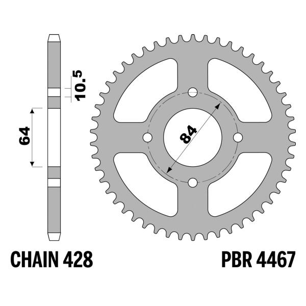 PBR Iron rear sprocket Z49 teeth 428 size Suzuki RV125 Van Van 2003-2006