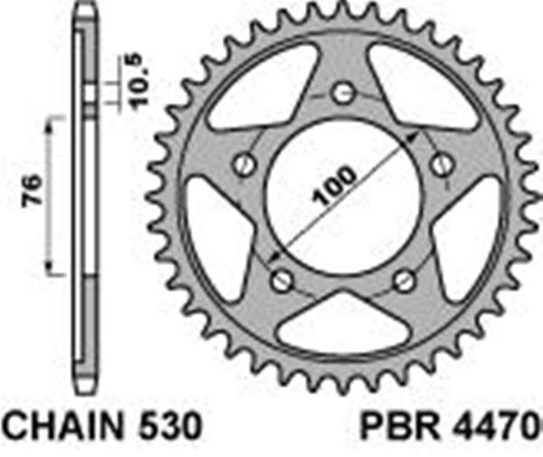 Corona in ergal indurito PBR per cerchio MARCHESINI passo 530 denti 40