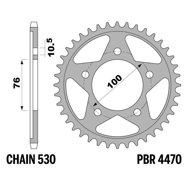 PBR Ergal rear sprocket Z43 teeth 530 size for wheels Marchesini