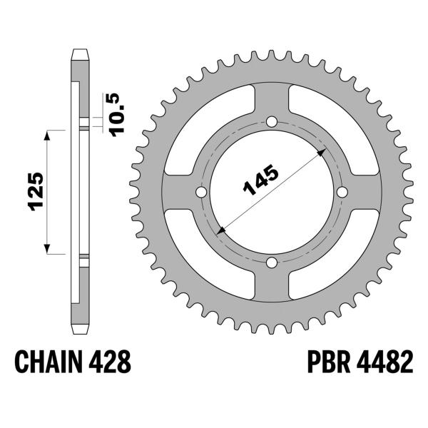 Corona PBR Z56 denti passo 428 in Ergal Yamaha XVS250 Drag Star 2001-2003