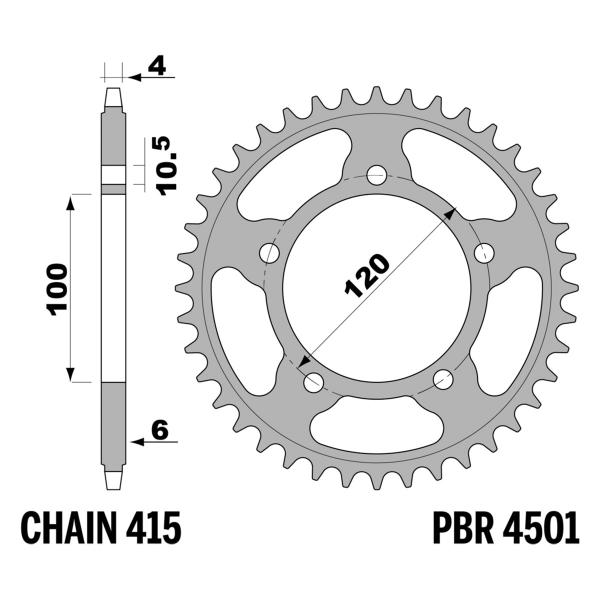 Corona PBR Z40 denti passo 415 in Ergal Aprilia RS125 Sport PRO 2006-2010