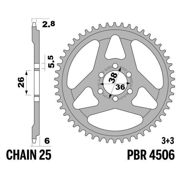 PBR Ergal rear sprocket Z54 teeth size Polini 910/Mini Scooter/MIDI/STEEL 40 1992-2001
