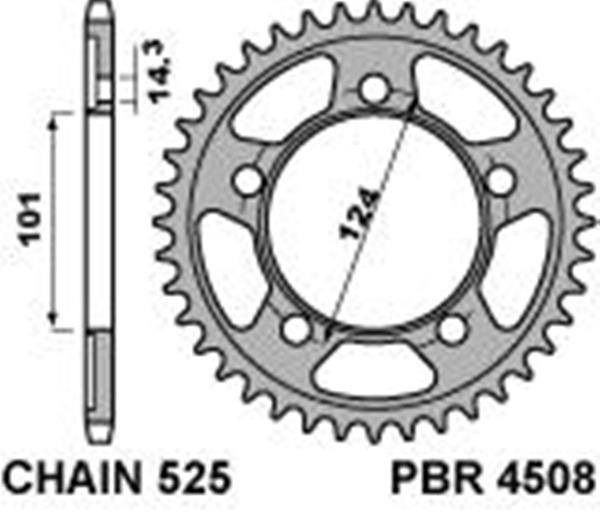 Corona PBR in acciaio passo 525 denti 37 per KTM 1190 RC8R 2011>2015
