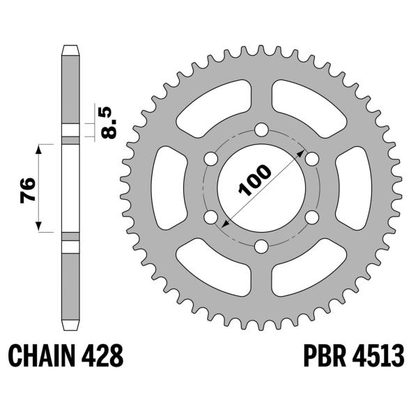 PBR Steel rear sprocket Z52 teeth 428 size Yamaha YZF-R125 ABS 2019-2022