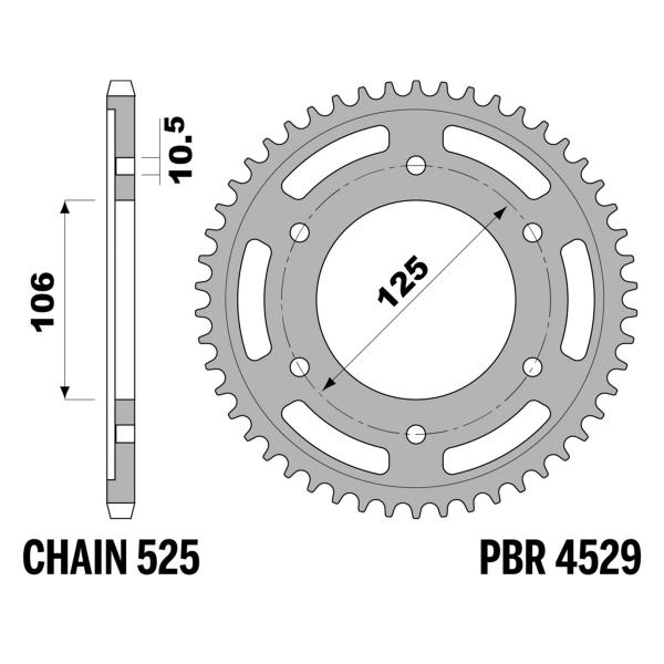 Corona PBR Z47 denti passo 525 in Acciaio Triumph Daytona 675R 2011-2016