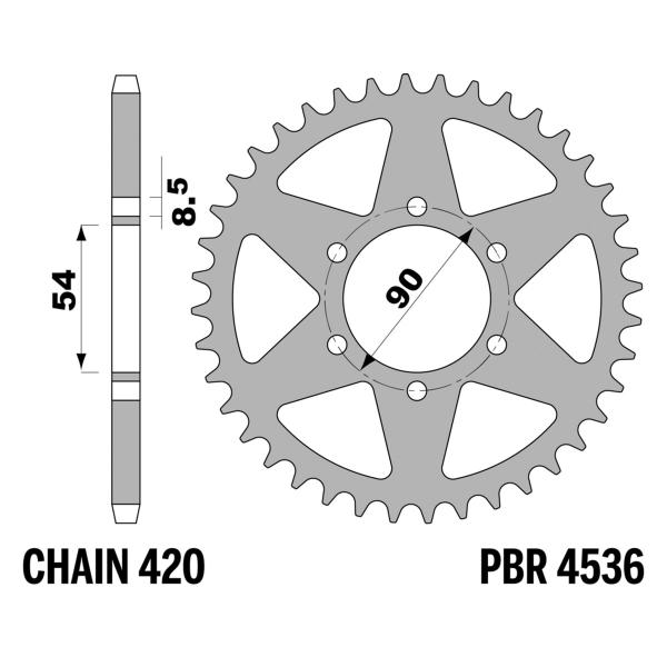 PBR Iron rear sprocket Z48 teeth 420 size Malaguti XSM50 Motard 2007-2008