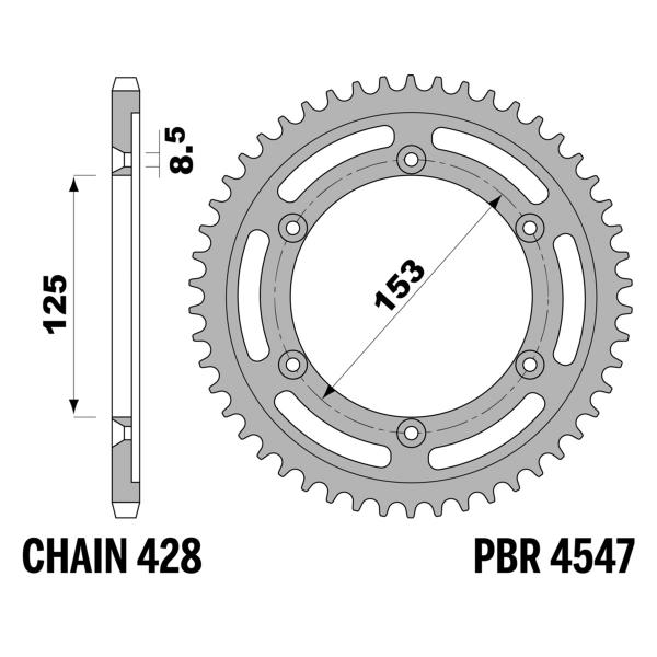 Corona PBR Z53 denti passo 428 in Acciaio Honda XR125L 2003-2008