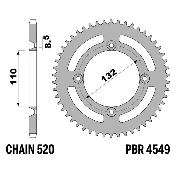 Corona PBR Z46 denti passo 520 in Acciaio KTM Freeride F250 2020