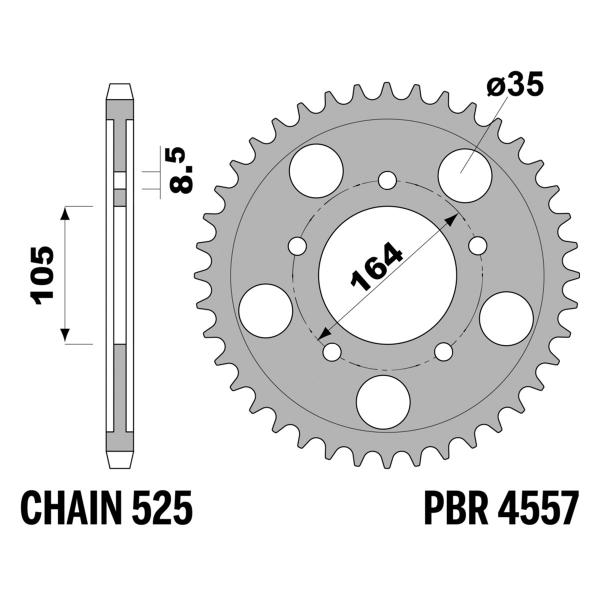 Corona PBR Z47 denti passo 525 in Acciaio Gilera GP800 2009-2014