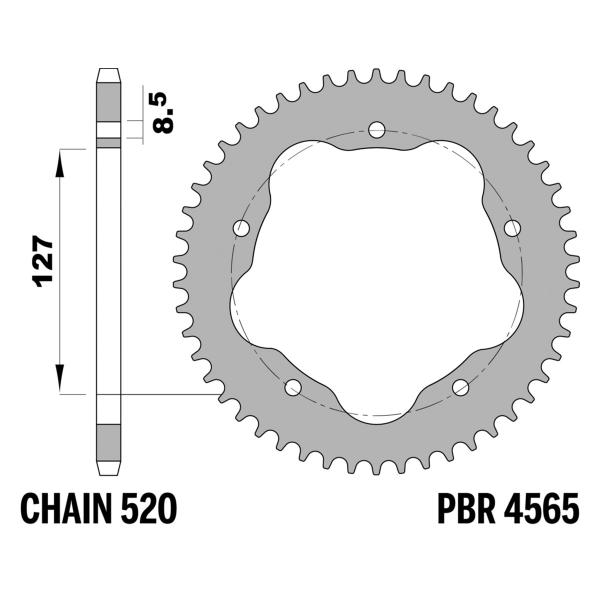 Corona PBR Z38 denti passo 520 in Ergal Duro Ducati 848 EVO Corse Special Editio 2012-2013