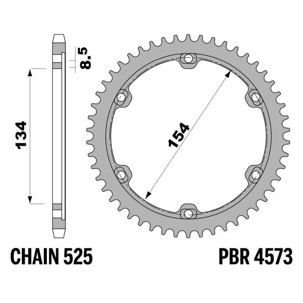 Corona PBR Z38 denti passo 525 in Ergal Duro Ducati Panigale V4/V4S 1100 2018-2023