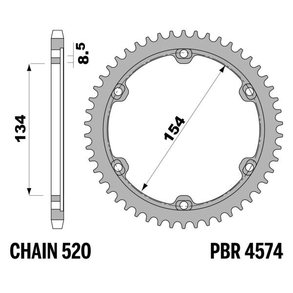 Corona PBR Z38 denti passo 520 in Ergal Duro Ducati 1098 2007-2010