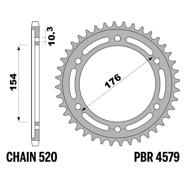 Corona PBR Z45 denti passo 520 in Ergal Duro Honda CB1000R 2008-2017