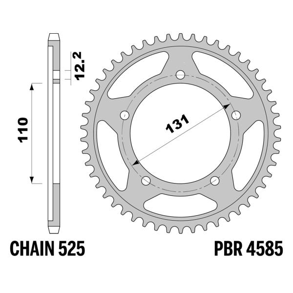 Corona PBR Z45 denti passo 525 in Acciaio BMW S1000RR 2009-2015
