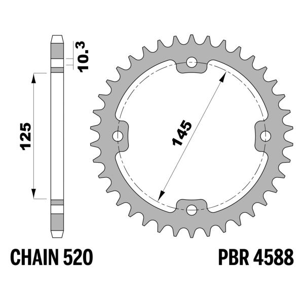 Corona PBR Z38 denti passo 520 in Acciaio Yamaha YFZ450 Raptor 2003-2006