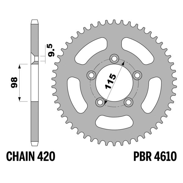 PBR Ergal rear sprocket Z48 teeth 420 size Husqvarna CR65 2011