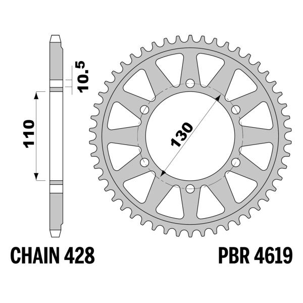 Corona PBR Z53 denti passo 428 in Ergal Duro Yamaha YZF R7 2021-2023