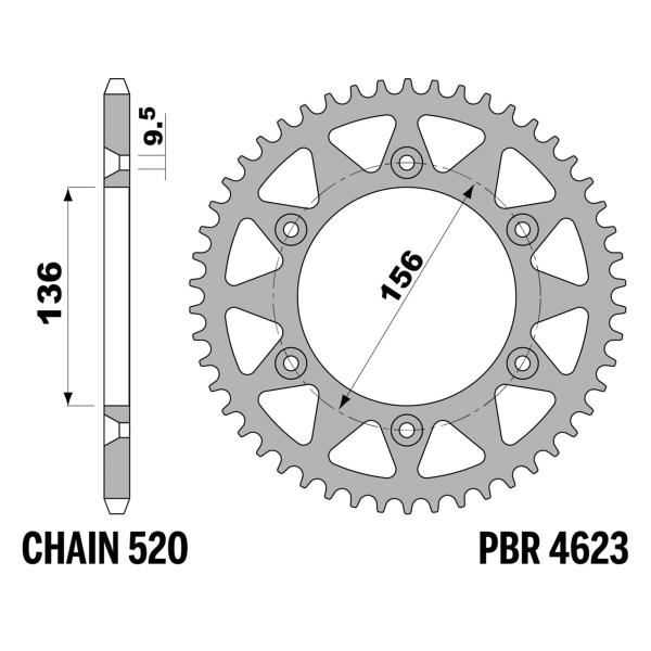 PBR Ergal rear sprocket Z38 teeth 520 size SWM RS300R 2015-2021