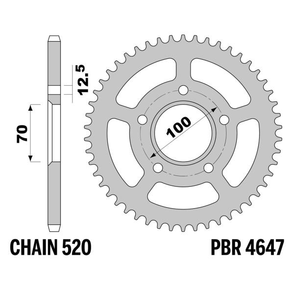 Corona PBR Z43 denti passo 520 in Ergal Duro BMW HP4 2012-2014