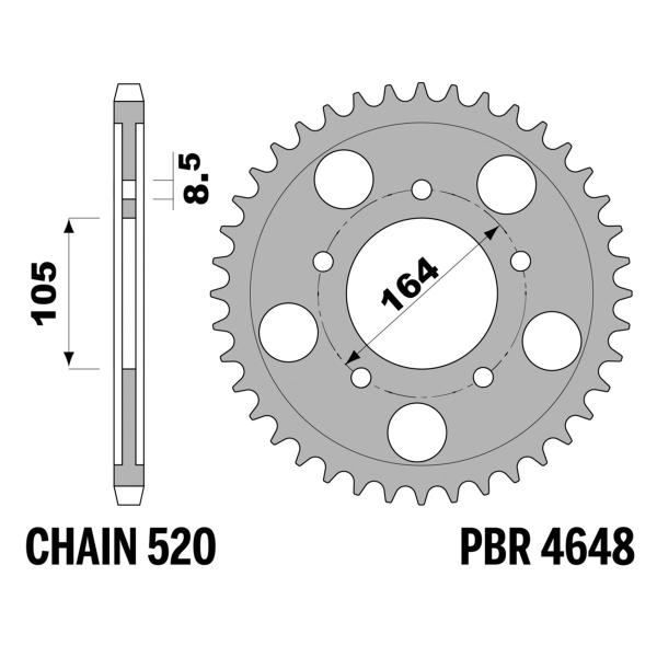 PBR Hard Ergal rear sprocket Z46 teeth 520 size Gilera GP800 2009-2014