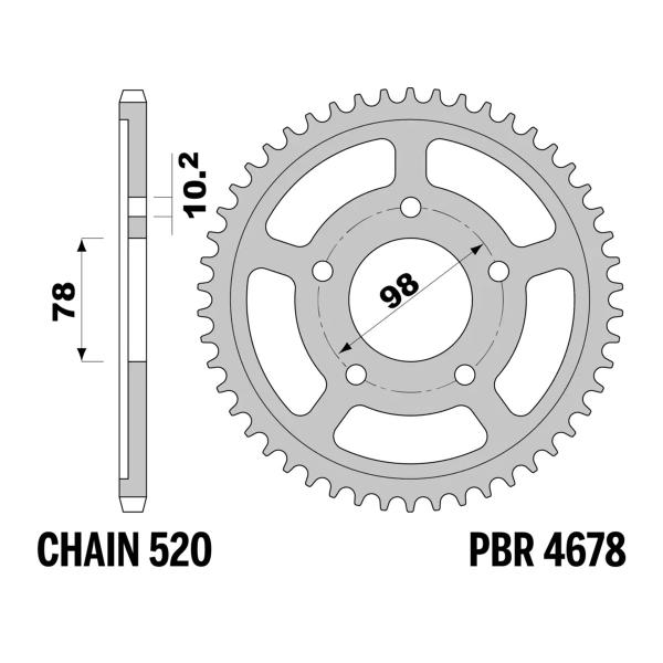 Corona PBR Z38 denti passo 520 in Ergal duro per cerchi OZ