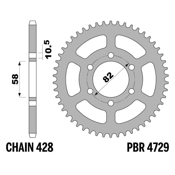 Corona PBR Z43 denti passo 428 in Acciaio Keeway RKF125 2017-2023