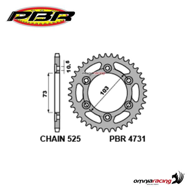 Corona PBR in acciaio passo 525 denti 49 per Ducati DesertX 2022-2024
