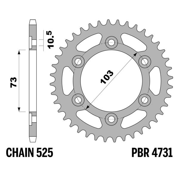 Corona PBR Z40 denti passo 525 in Acciaio Ducati Multistrada V4/V4S 2021-2022