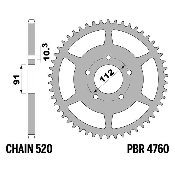 Corona PBR Z43 denti passo 520 in Acciaio Zontes G1 125 2020-2023