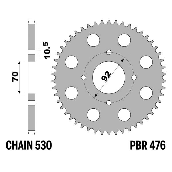 Corona PBR Z33 denti passo 530 in Acciaio Kawasaki KH400 1976-1977