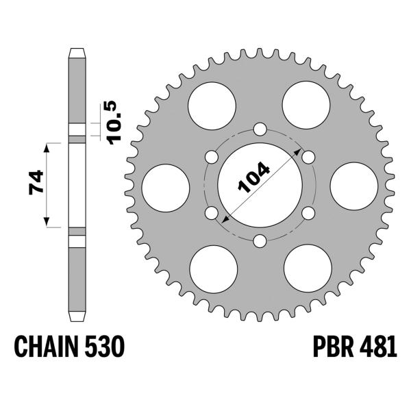 Corona PBR Z40 denti passo 530 in Acciaio Kawasaki Z650B 1978-1979